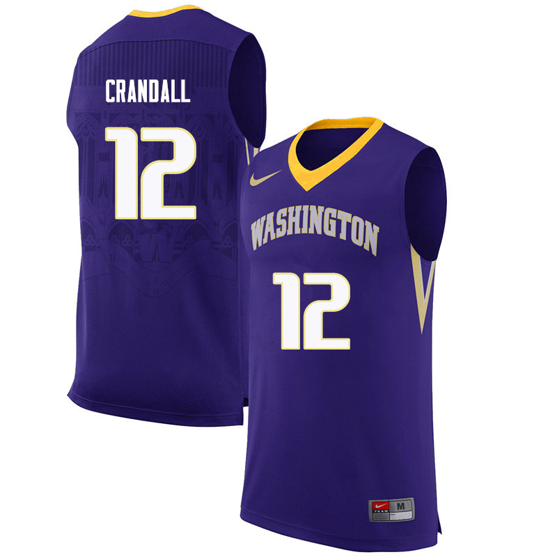 Men Washington Huskies #12 Jason Crandall College Basketball Jerseys Sale-Purple